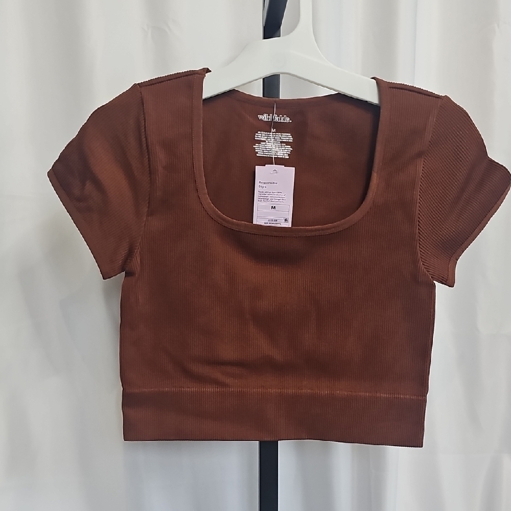 Wild Fable Brown Fitted Crop Top